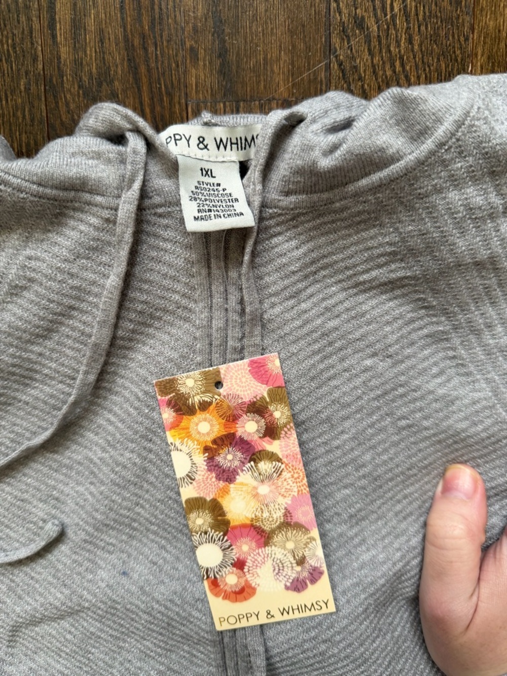 Light Gray Crewneck Zip-Front Women's Sweater - Picture 5 of 5